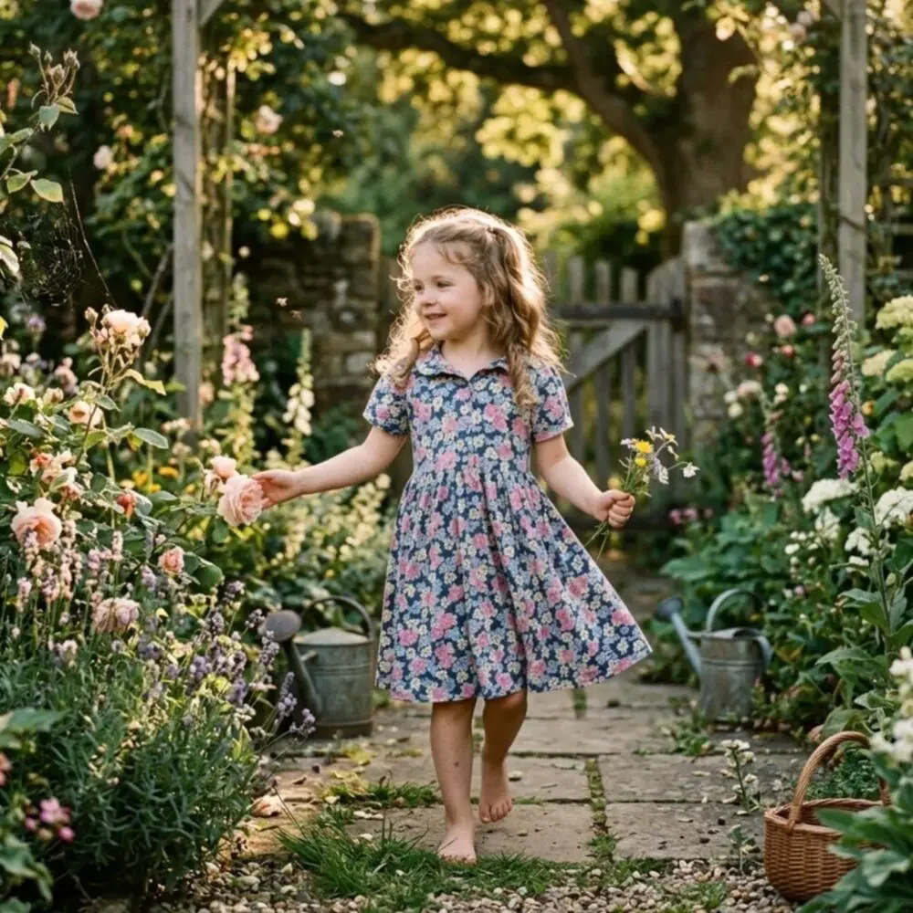 Vintage Laura Ashley Mother & Child Girls Floral Dress | Size 5-6 Years | 1980s